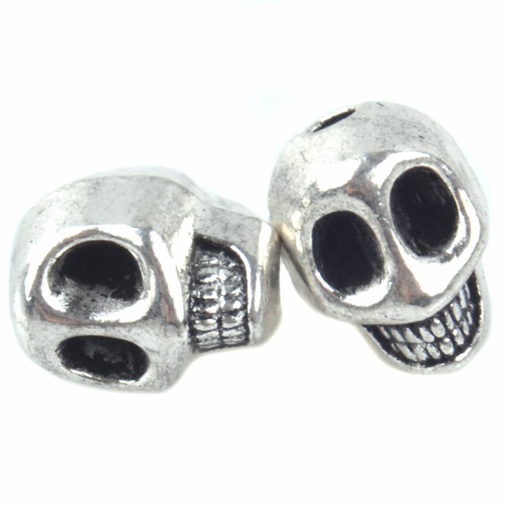 Kraal skull Ø2mm Zilver 12x10mm - 3 stuks-Kraaltjes van Renate