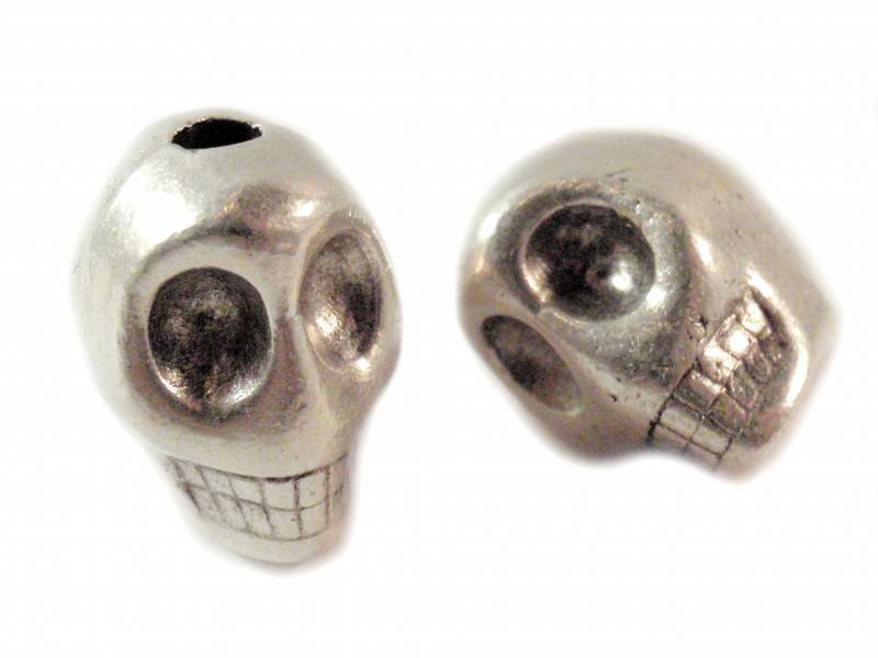 Kraal skull groot metaal zilver DQ 14x18mm-Kraaltjes van Renate
