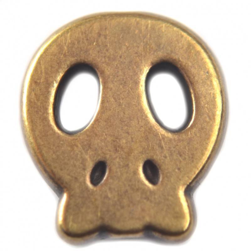 Kraal skull metaal brons DQ 15mm-Kraaltjes van Renate
