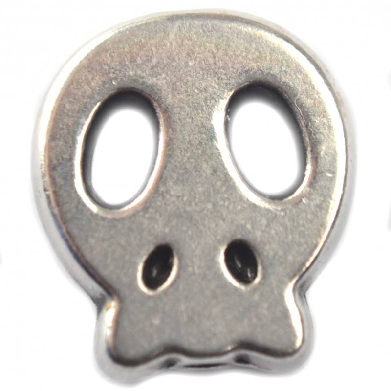 Kraal skull metaal zilver DQ 15mm-Kraaltjes van Renate