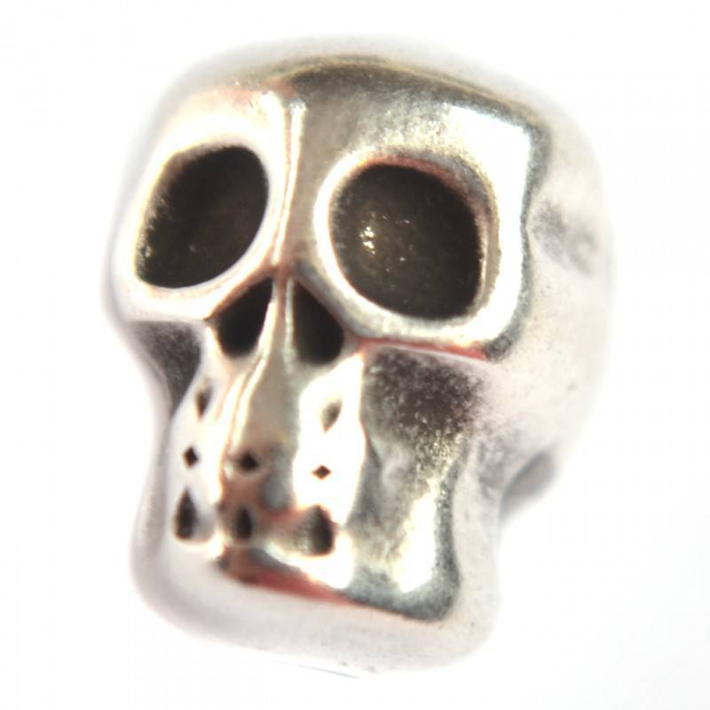Kraal skull metaal zilver DQ 8x10mm-Kraaltjes van Renate