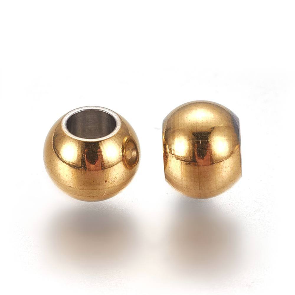 Kraal spacer bead RVS goud 6x5mm- per stuk-bedels-Kraaltjes van Renate