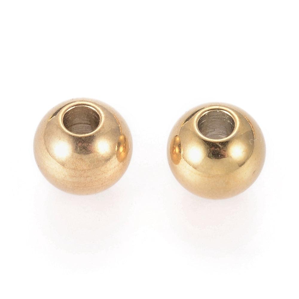 Kraal spacer bead RVS goud 8x6mm- per stuk-bedels-Kraaltjes van Renate