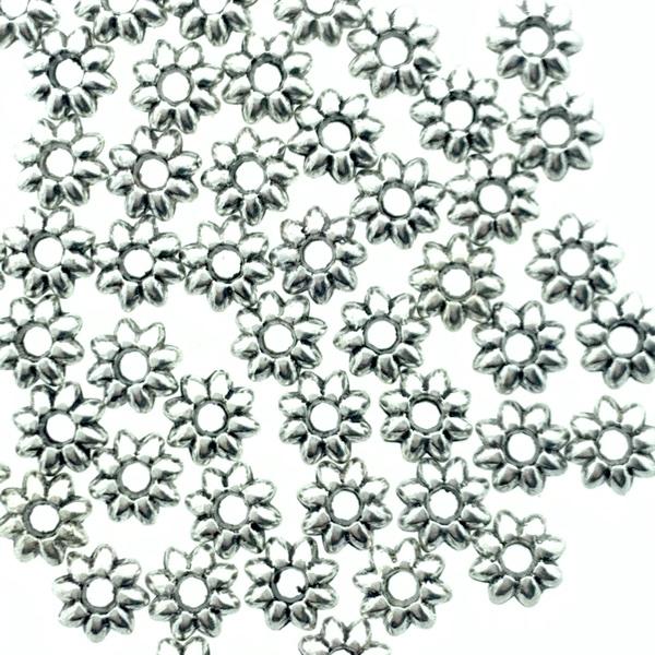 Kraal spacer bloem zilver 5,5x2mm - ±32 stuks-Kraaltjes van Renate