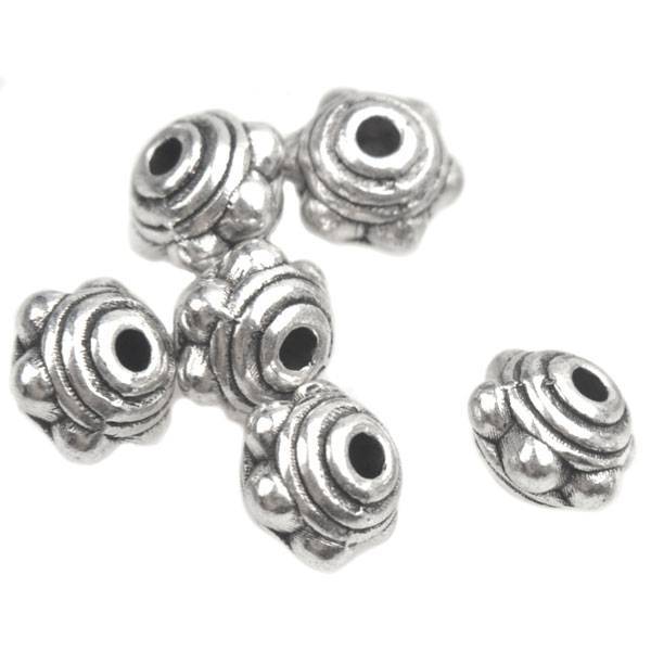 Kraal spacer dots ring Zilver 7x5.5mm - 10 stuks-Kraaltjes van Renate