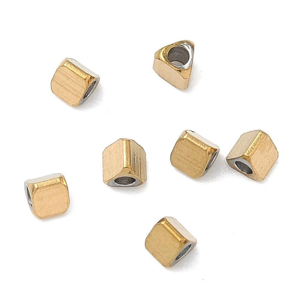 Kraal spacer driehoek Premium RVS 18K Gold plated 3mm - per stuk-Kralen-Kraaltjes van Renate