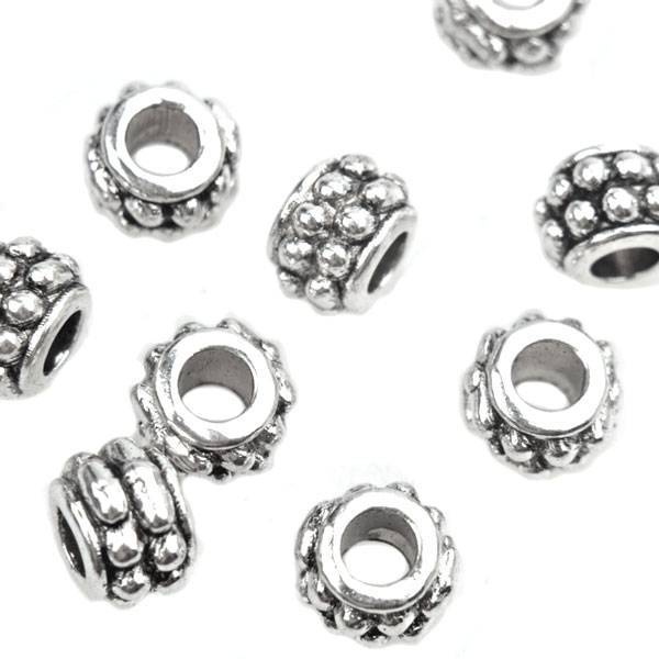 Kraal spacer dubbele dots Ø3mm Zilver 6.5x4.5mm - 10 stuks-Kraaltjes van Renate