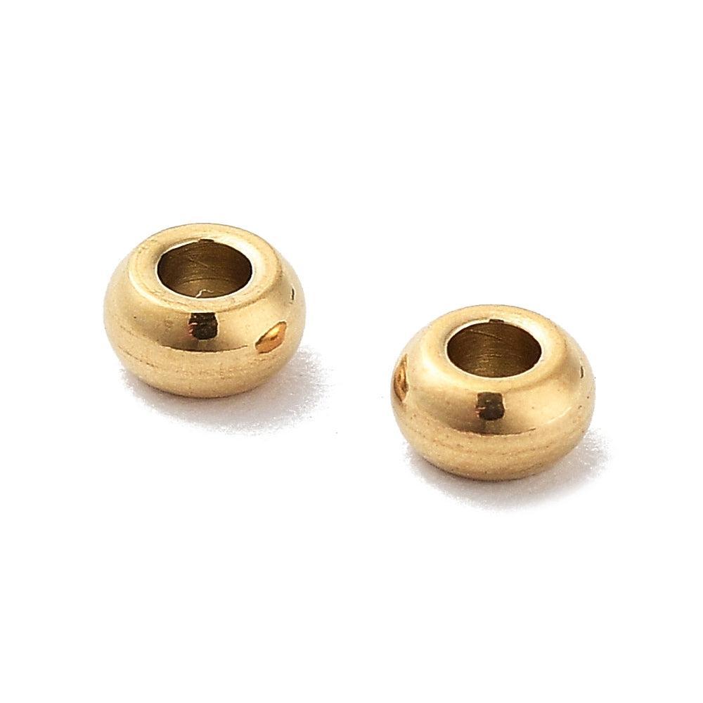 Kraal spacer premium RVS goud 3mm - per stuk-Onderdelen-Kraaltjes van Renate