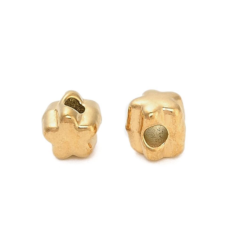 Kraal ster RVS premium 18K goud 4mm - per stuk-Kralen-Kraaltjes van Renate