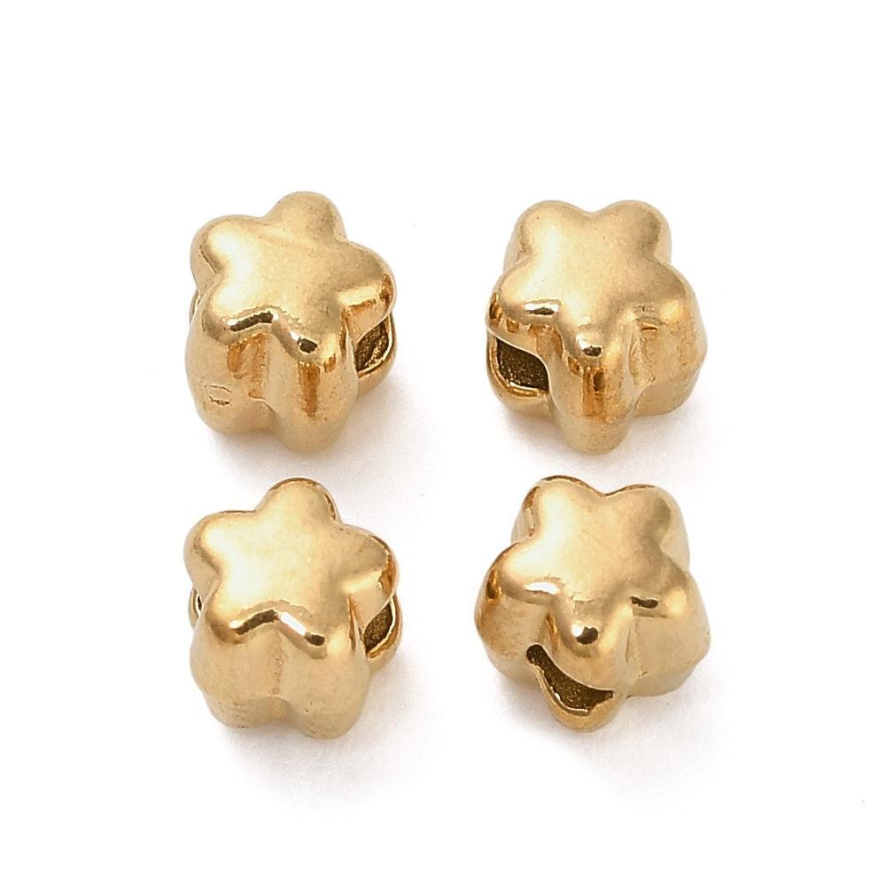 Kraal ster RVS premium 18K goud 4mm - per stuk-Kralen-Kraaltjes van Renate