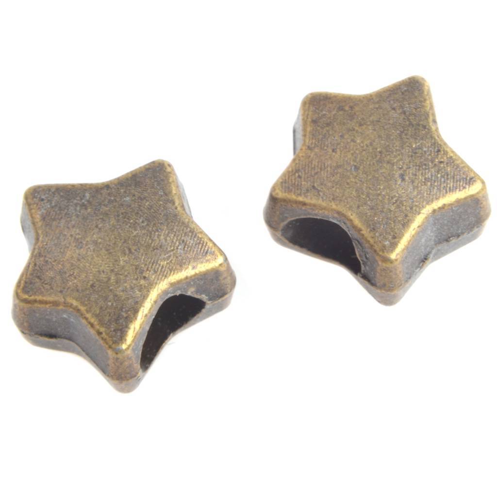 Kraal ster groot gat Ø4mm Brons 11x7mm - 3 stuks-Kraaltjes van Renate