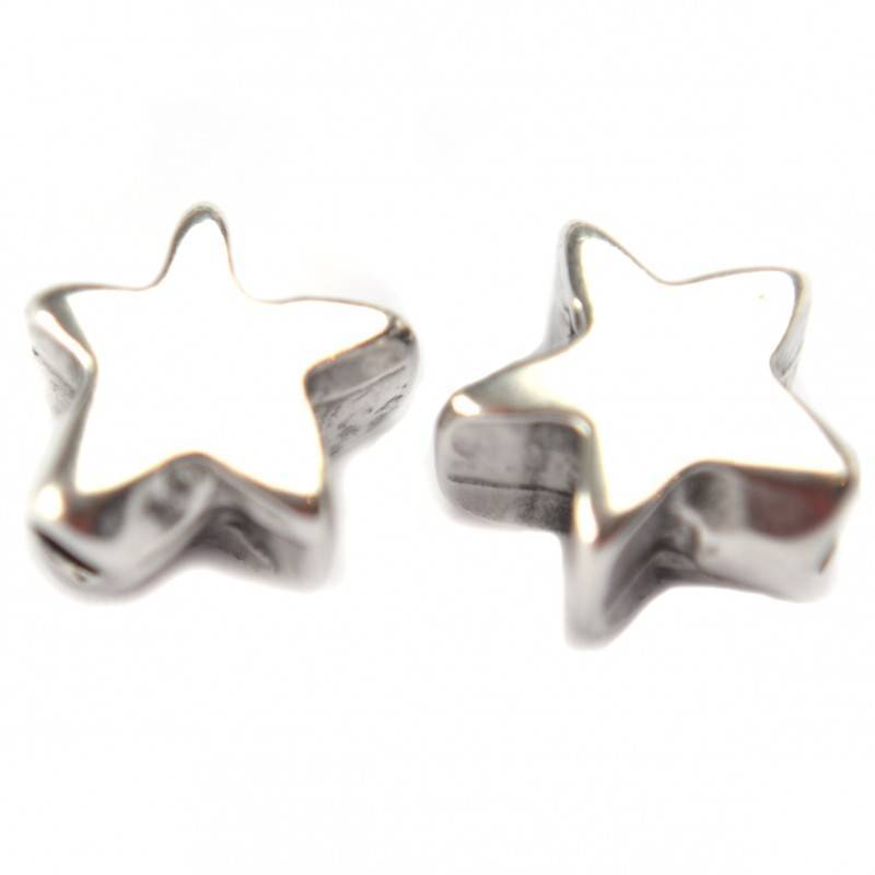 Kraal ster klein metaal zilver DQ 7.5mm-Kraaltjes van Renate