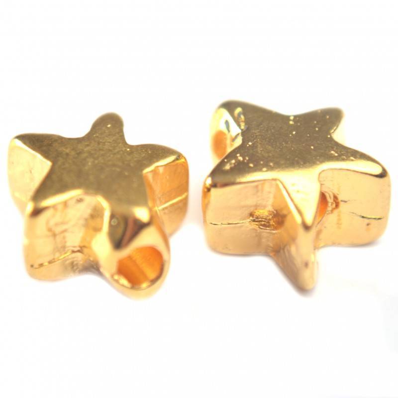 Kraal ster middel metaal goud DQ 11mm-Kraaltjes van Renate