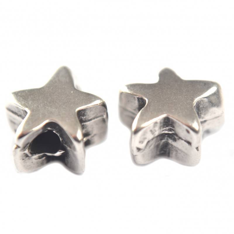 Kraal ster middel metaal zilver DQ 11mm-Kraaltjes van Renate