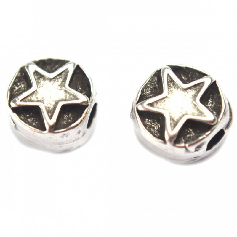 Kraal ster rond metaal zilver DQ 8mm-Kraaltjes van Renate
