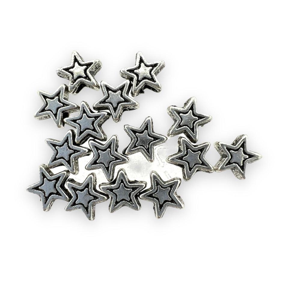 Kraal ster zilver 6x3mm- per 15 stuks-onderdelen-Kraaltjes van Renate