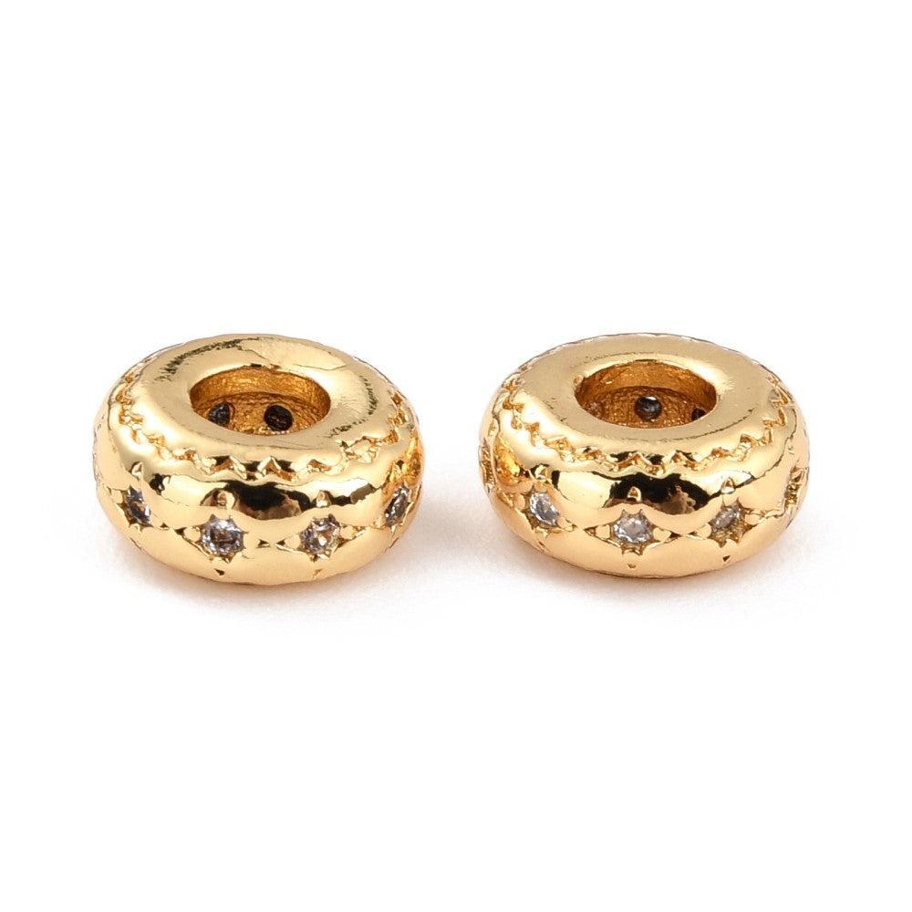 Kraal ster zirconia / brass 18K Gold plated 6x3mm - per stuk-Kralen-Kraaltjes van Renate