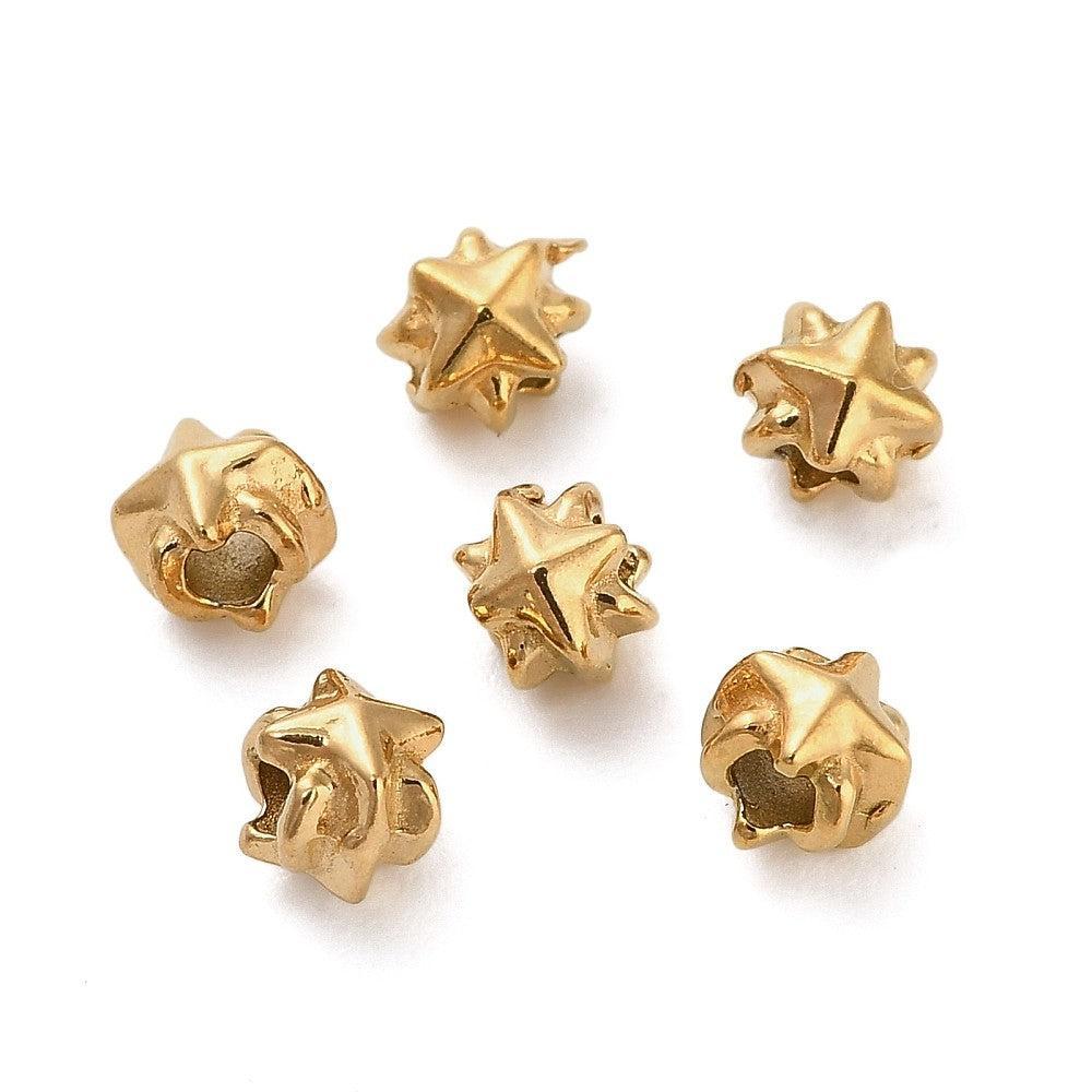 Kraal sterretje Premium RVS 18K Gold plated 4mm - per stuk-Kralen-Kraaltjes van Renate