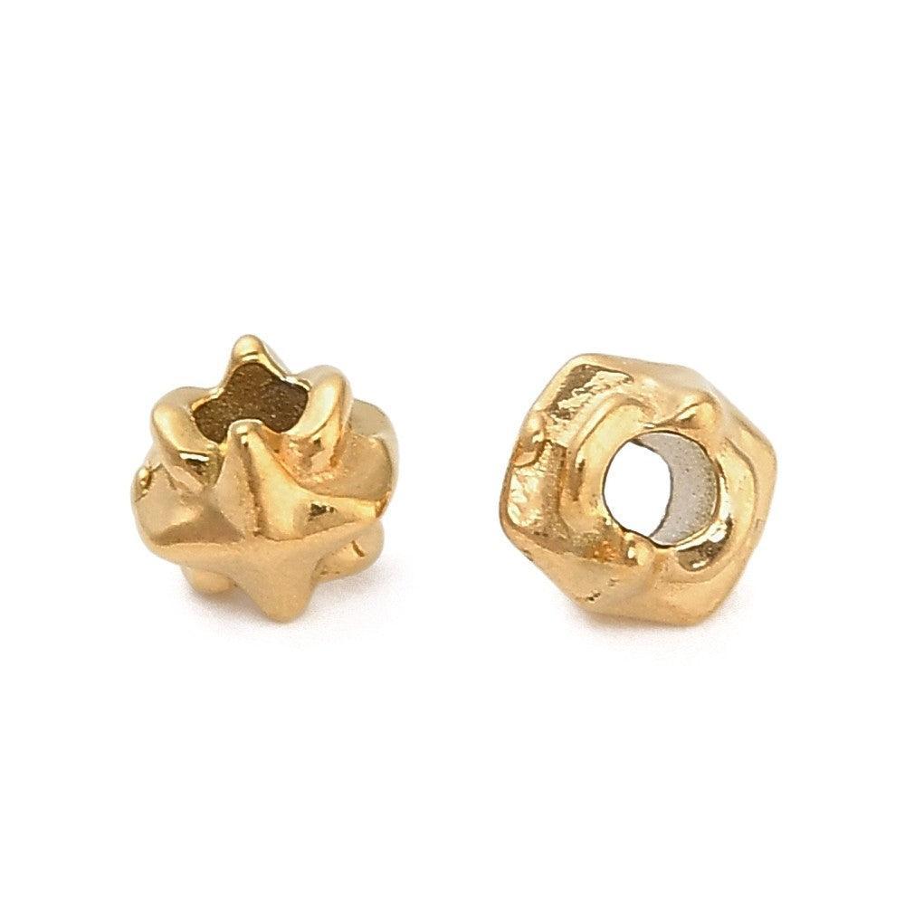 Kraal sterretje Premium RVS 18K Gold plated 4mm - per stuk-Kralen-Kraaltjes van Renate