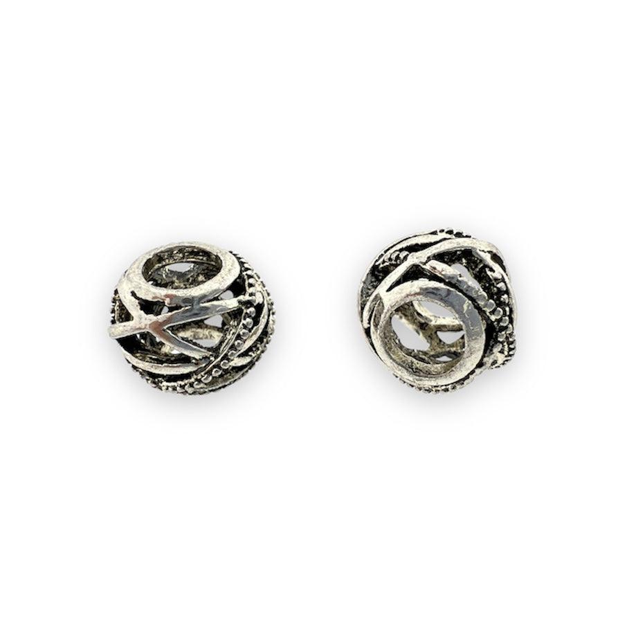 Kraal structuur zilver 12x10mm-onderdelen-Kraaltjes van Renate