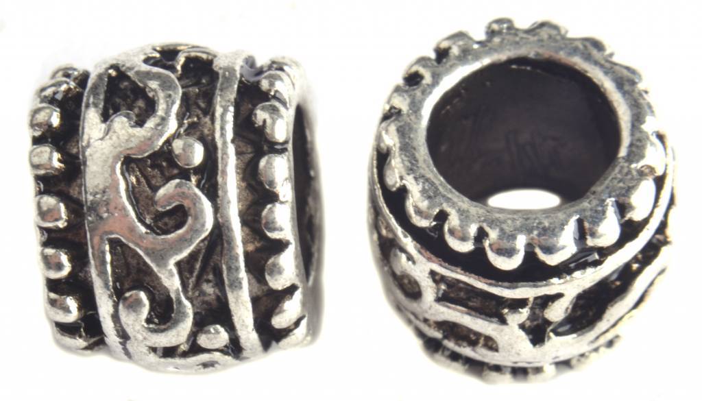 Kraal swirl Ø6mm Zilver 11mm - 4 stuks-Kraaltjes van Renate