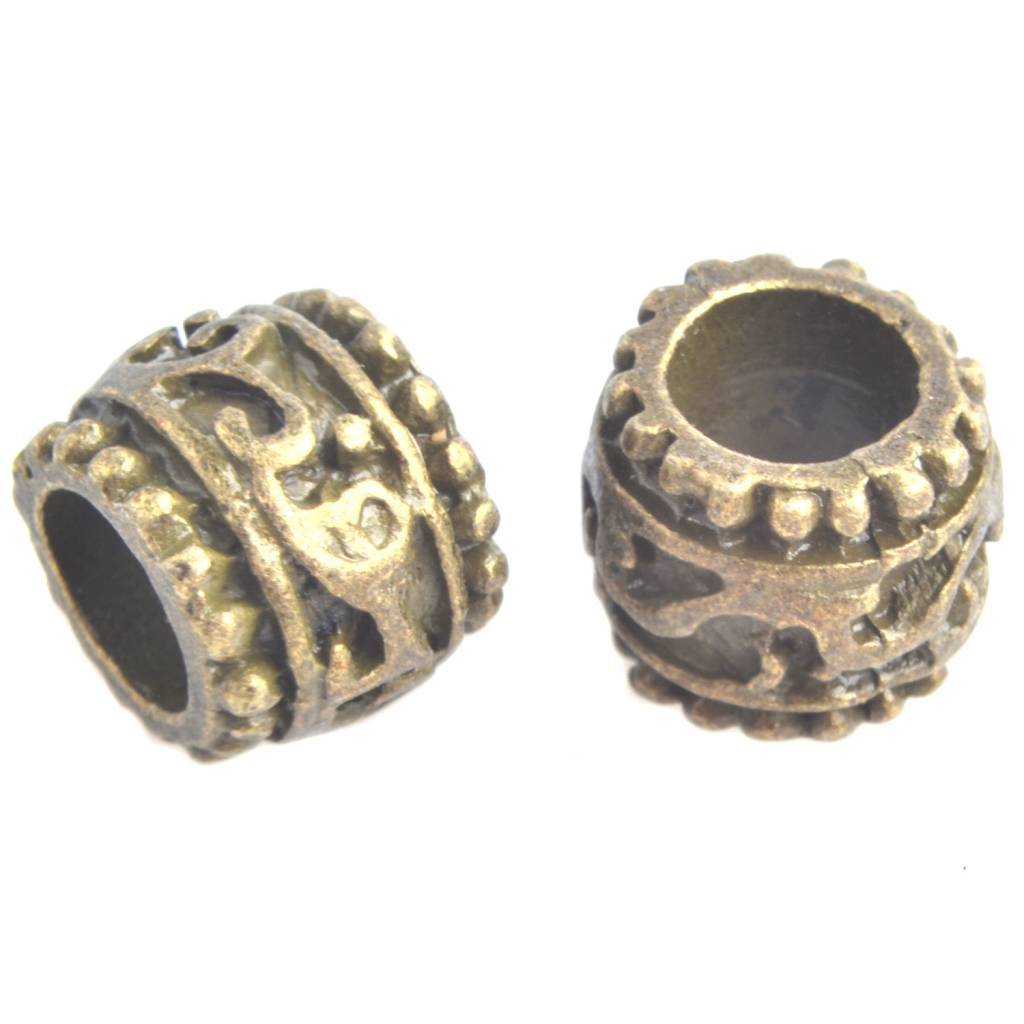Kraal swirl groot gat Ø6mm Brons 11x9mm - 3 stuks-Kraaltjes van Renate