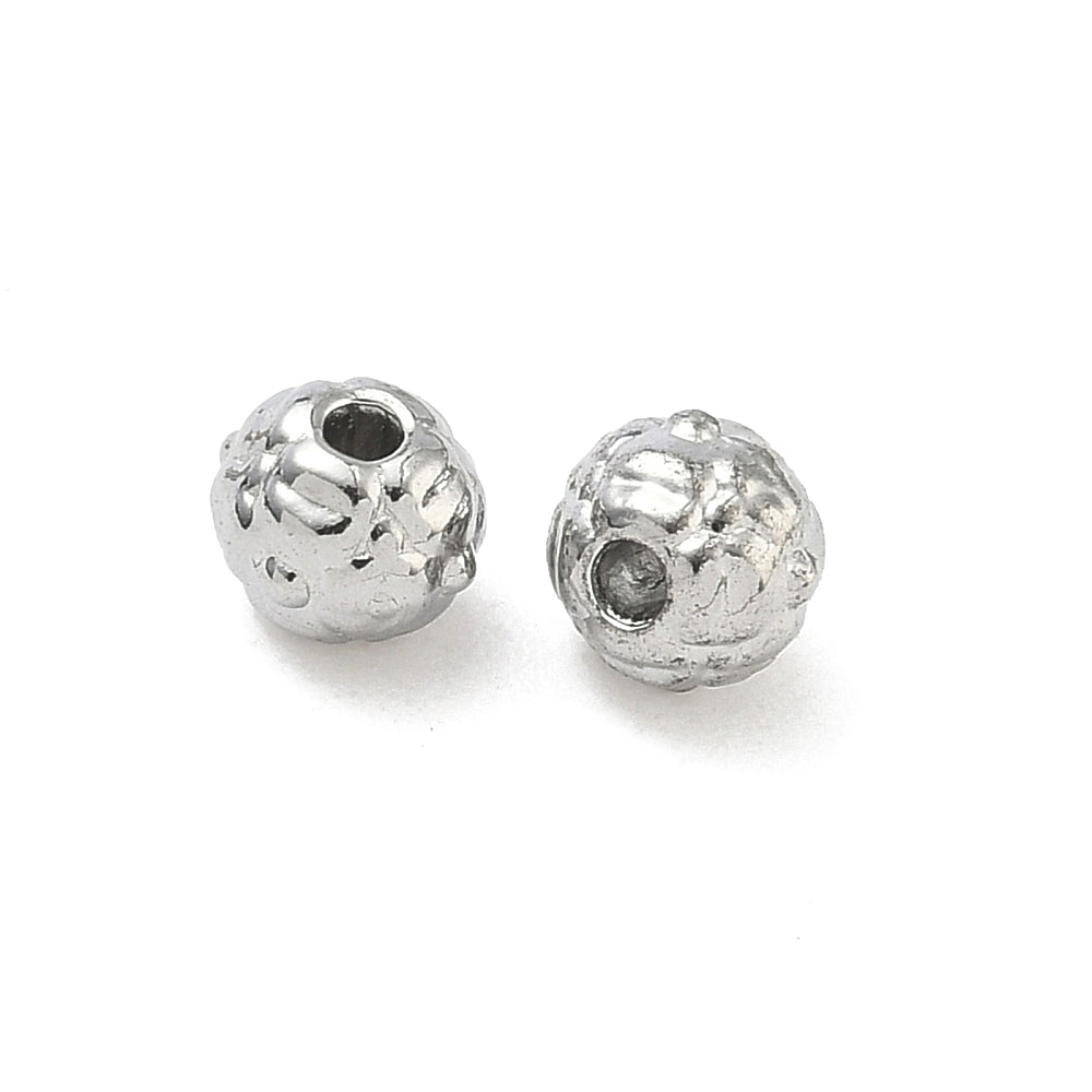 Kraal textuur RVS zilver 5,5mm - per stuk-Onderdelen-Kraaltjes van Renate
