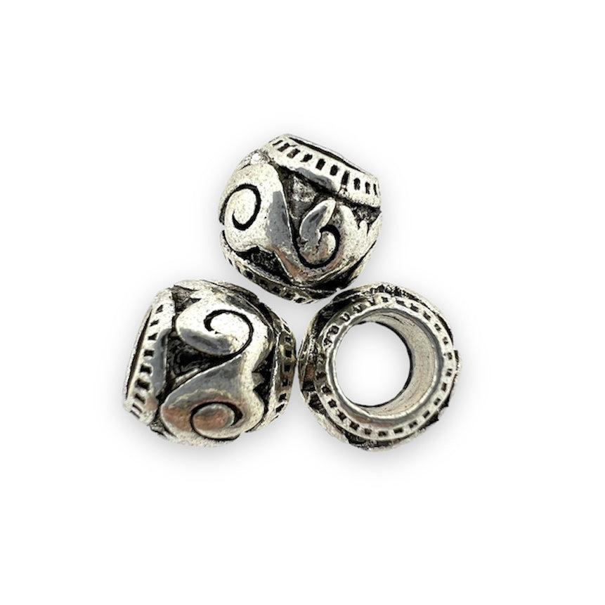 Kraal tibetan stijl zilver 10x9mm- per 3 stuks-bedels-Kraaltjes van Renate
