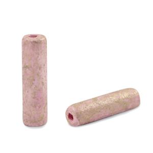 Kraal tube DQ Grieks keramiek goud Pink 20x5mm Ø2mm-Kraaltjes van Renate