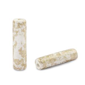 Kraal tube DQ Grieks keramiek goud White 20x5mm Ø2mm-Kraaltjes van Renate