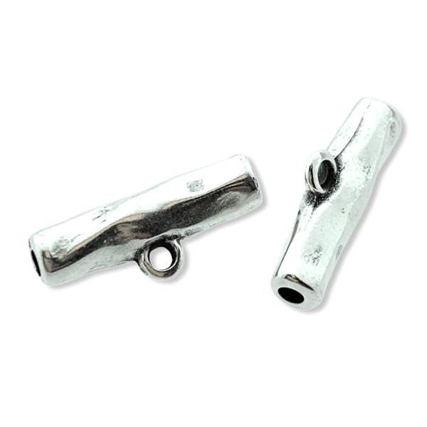 Kraal tube met oog Ø2mm ZilverDQ 19mm-Kraaltjes van Renate