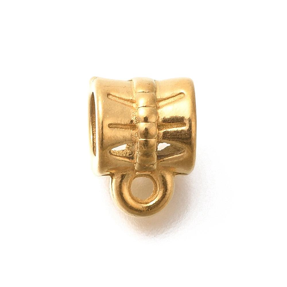 Kraal tube motief met oog RVS 18K goud 10x8mm-bedels-Kraaltjes van Renate