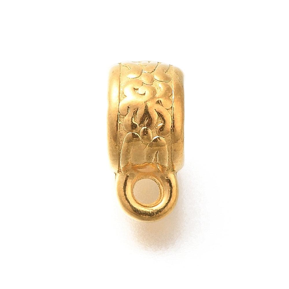 Kraal tube motief met oog RVS 18K goud 12x6mm-bedels-Kraaltjes van Renate