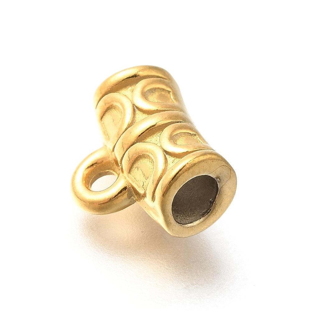 Kraal tube motief met oog RVS 18K goud 13x11mm-bedels-Kraaltjes van Renate