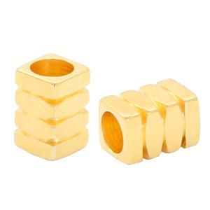 Kraal tube quadruple Ø2,6mm Goud DQ 6x4mm-Kraaltjes van Renate