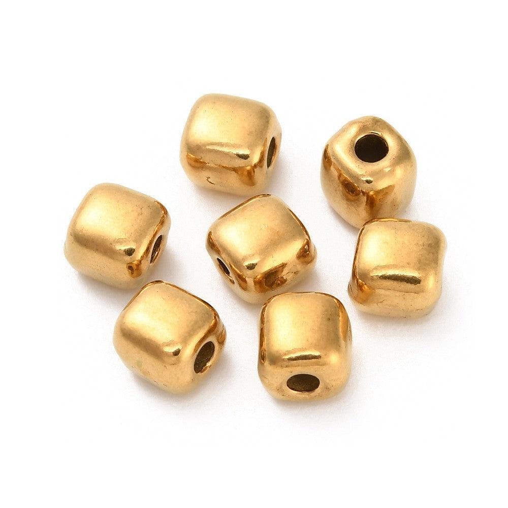 Kraal vierkant Premium RVS 18K Gold plated 4mm - per stuk-Kralen-Kraaltjes van Renate