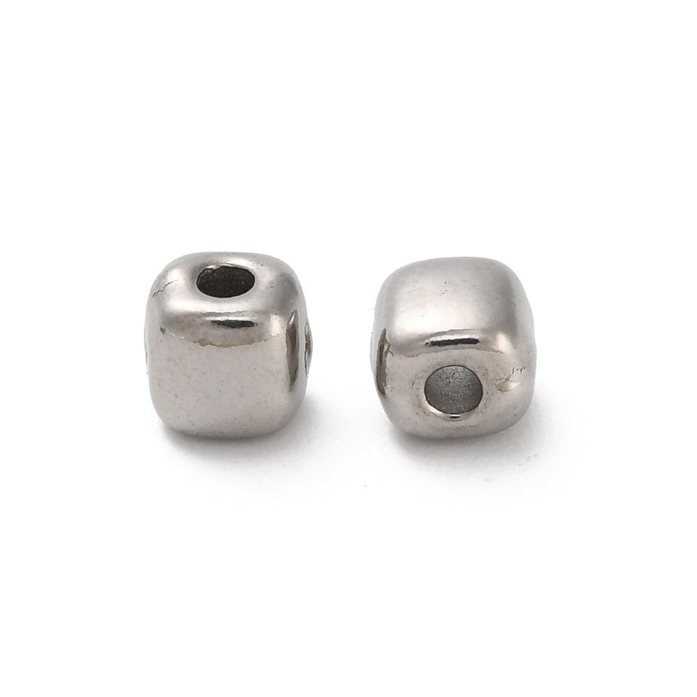 Kraal vierkant RVS Zilver 4mm - per stuk-Kralen-Kraaltjes van Renate