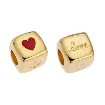 Kraal vierkant love Goud 24K DQ Ø5mm 11mm-Kralen-Kraaltjes van Renate