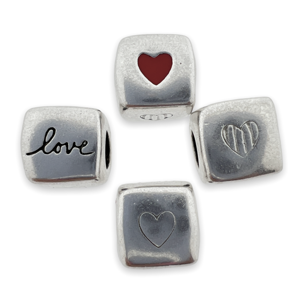Kraal vierkant love Zilver DQ Ø5mm 10mm-Kralen-Kraaltjes van Renate