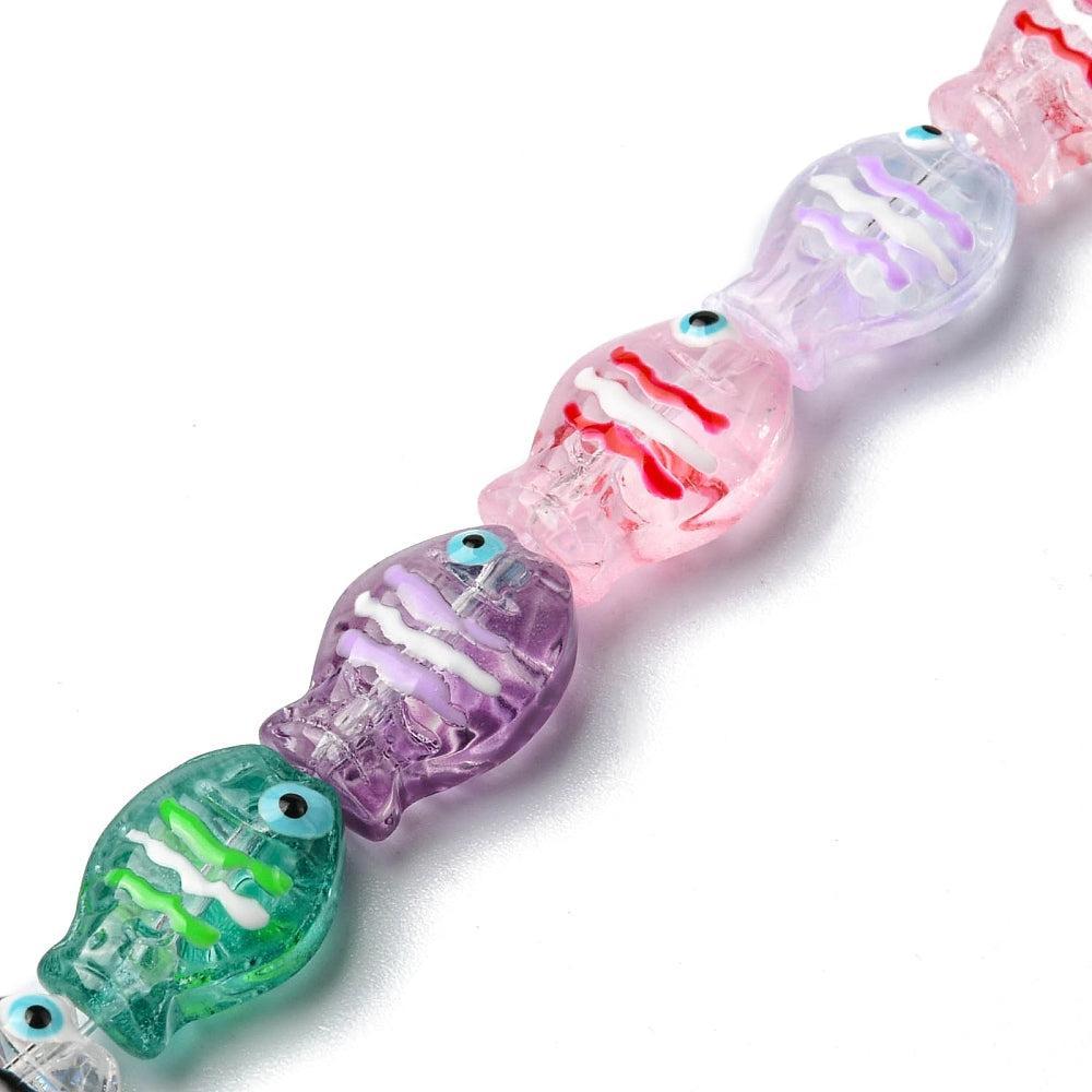 Kraal vis gekleurd lampwork 8mm- per stuk-Kralen-Kraaltjes van Renate