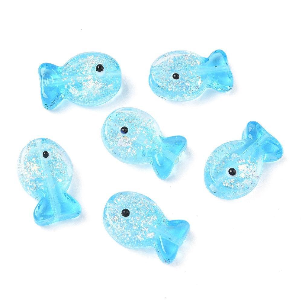 Kraal vis lampwork 20mm Blauw- per stuk-Kralen-Kraaltjes van Renate