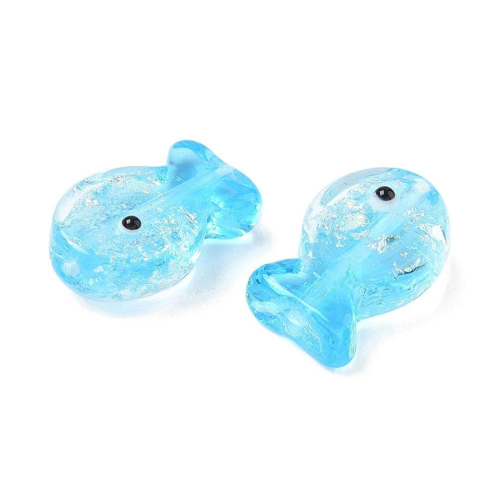 Kraal vis lampwork 20mm Blauw- per stuk-Kralen-Kraaltjes van Renate