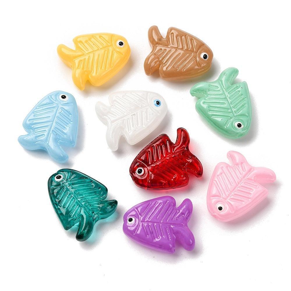 Kraal vis lampwork Multicolor 21,5mm- per stuk-Kralen-Kraaltjes van Renate