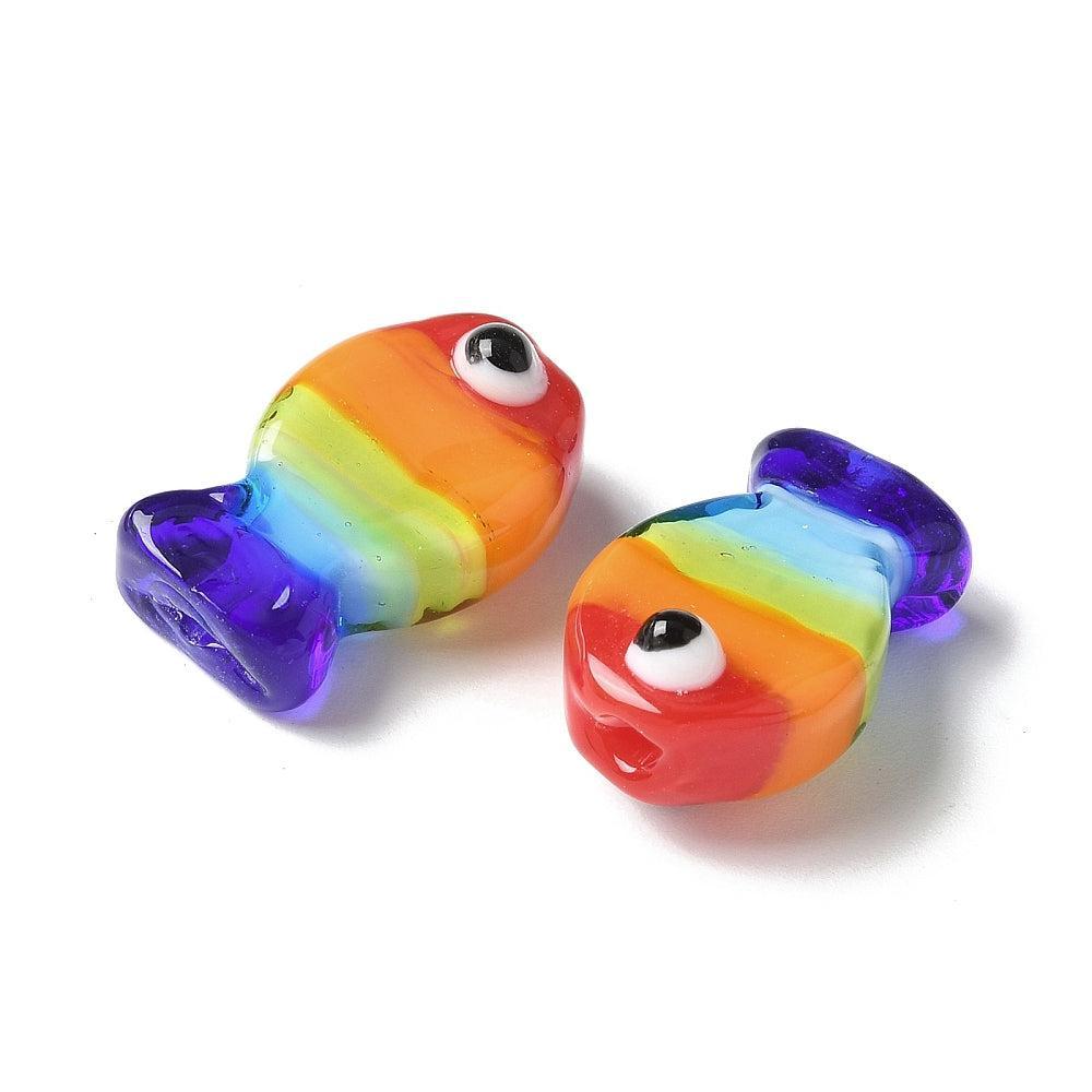 Kraal vis lampwork rainbow 20mm- per stuk-Kralen-Kraaltjes van Renate