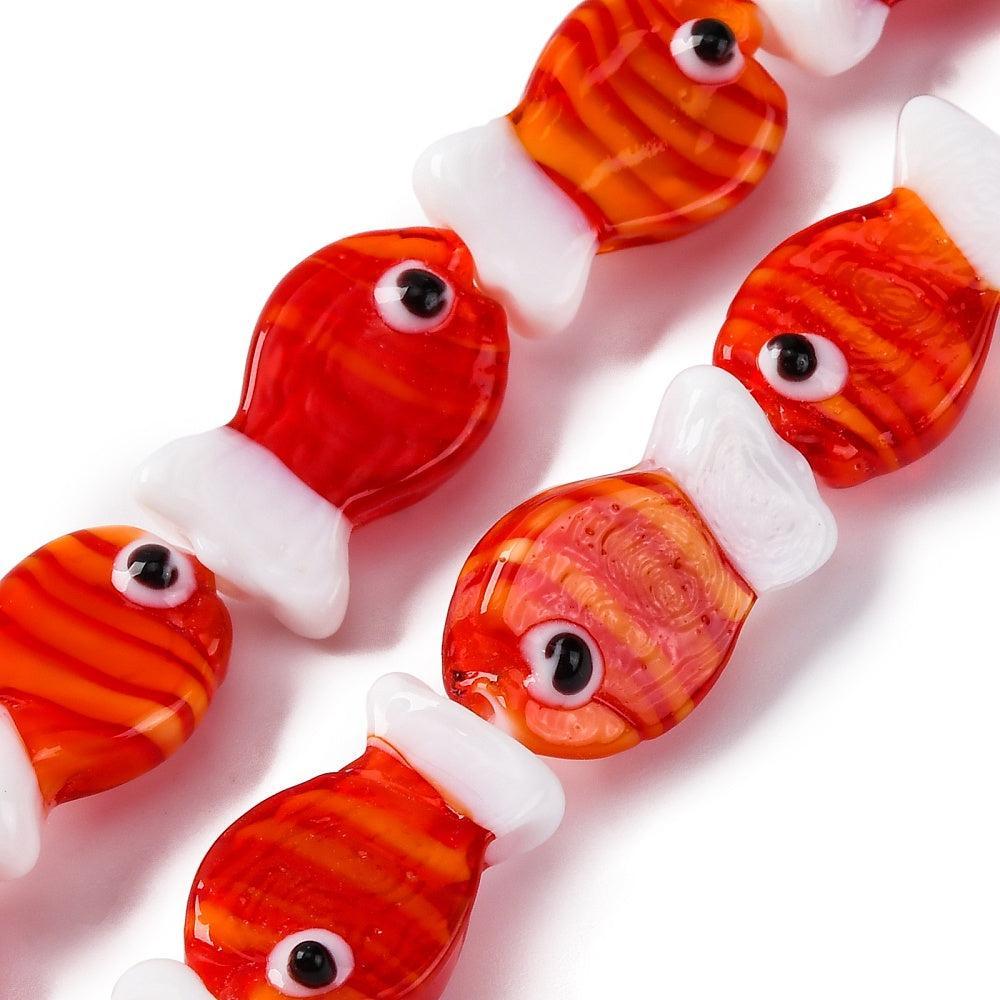 Kraal vis rood lampwork 20mm- per stuk-Kralen-Kraaltjes van Renate