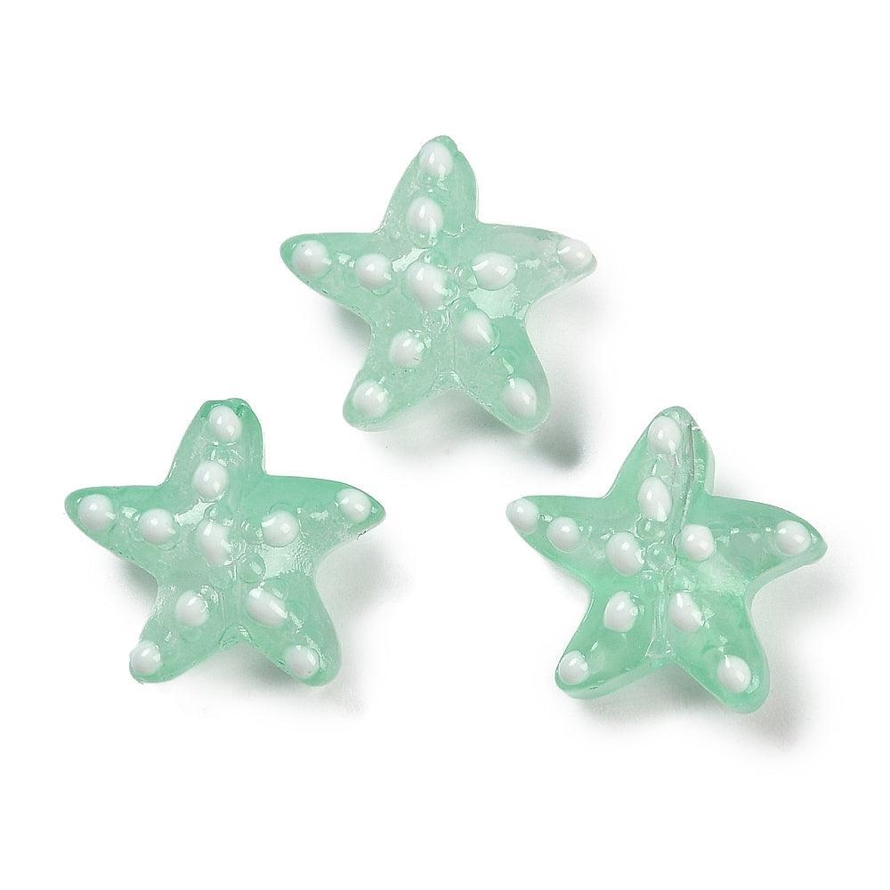 Kraal zeester lampwork mint 13mm- per stuk-Kralen-Kraaltjes van Renate