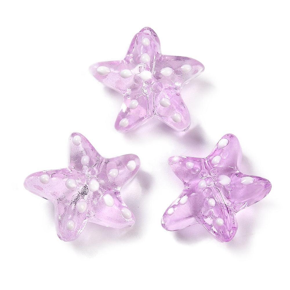 Kraal zeester lampwork paars 13mm- per stuk-Kralen-Kraaltjes van Renate