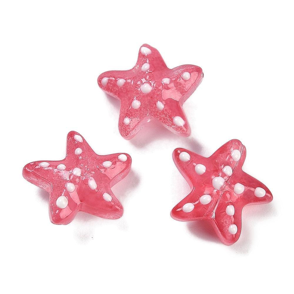 Kraal zeester lampwork roze 13mm- per stuk-Kralen-Kraaltjes van Renate