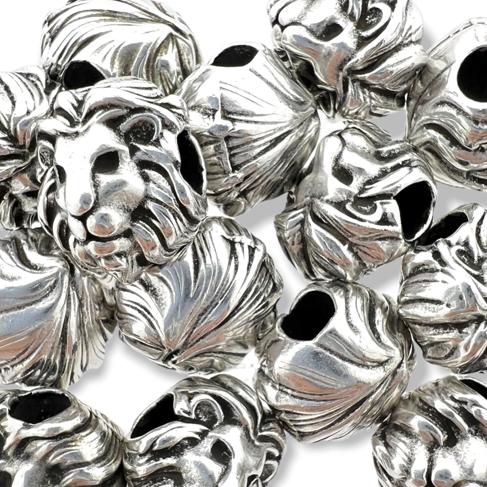 Kraal zilver leeuw schuiver Ø4mm 12x14mm DQ-Kralen-Kraaltjes van Renate