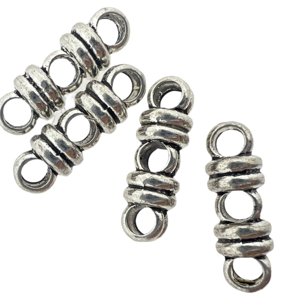 Kraal zilver spacer bar 6x20x6mm- per 4 stuks-bedels-Kraaltjes van Renate